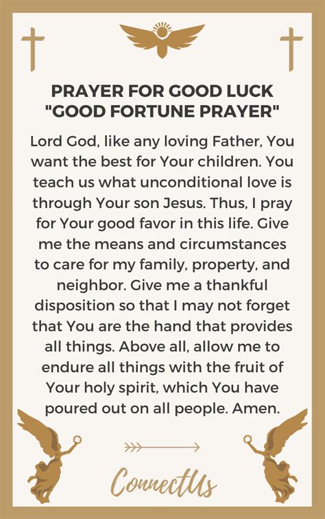 a prayer for good luck.